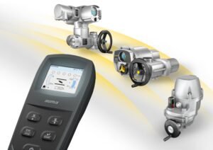 AUMA RSTX 100 handheld remote and actuators