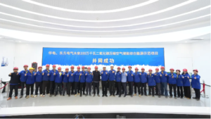 Project-team photograph marking grid connection in Dongfang Electric’s announcement; not an overall plant view or a performance-test image.