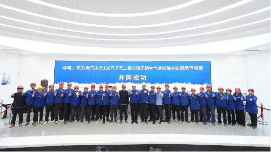 Project-team photograph marking grid connection in Dongfang Electric’s announcement; not an overall plant view or a performance-test image.