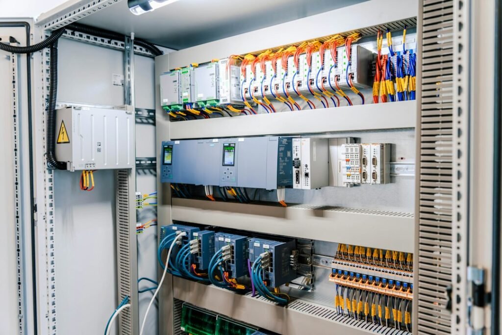 An electrical control cabinet used as an industry illustration, not the Halagou or Shigetai mine-water site.