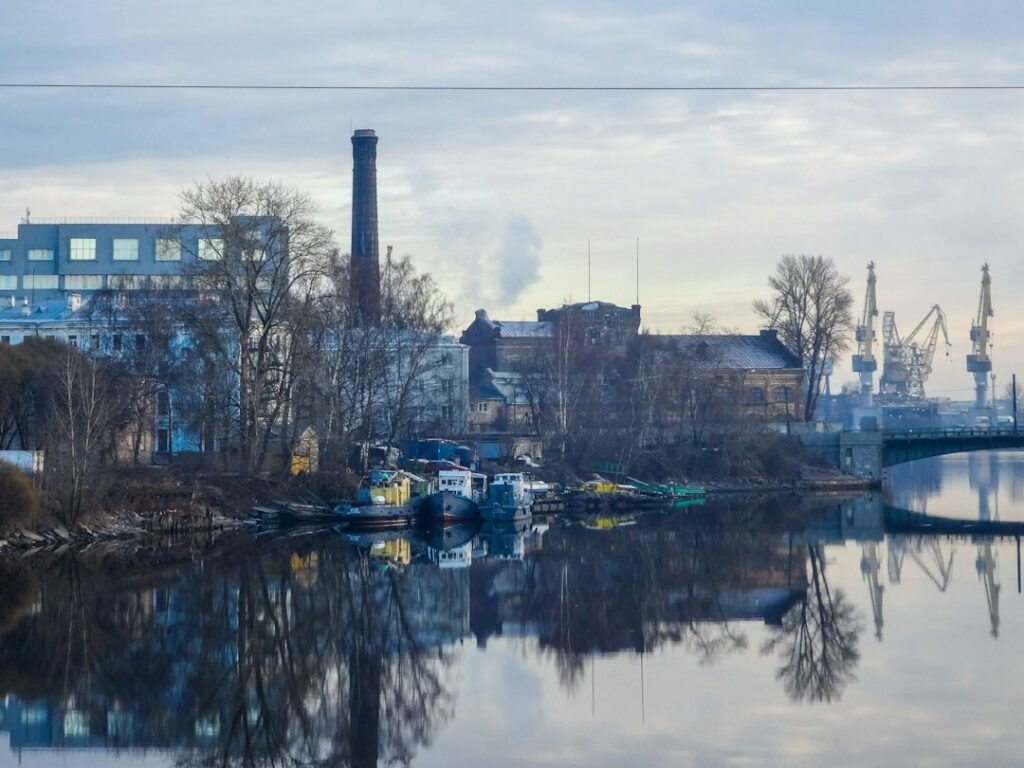 Illustrative industrial waterfront; not a Seatrium yard or Whale Class powership.